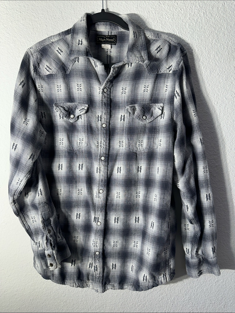 Vintage High Noon Shadow Plaid Western Pearl Snap Shirt
